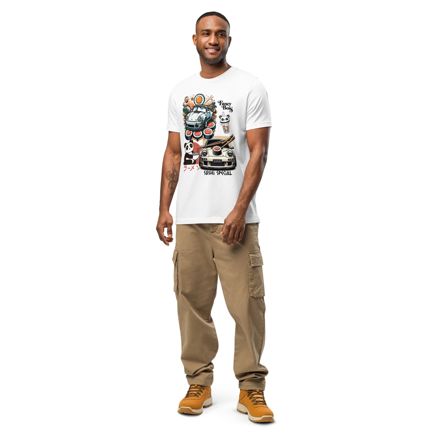 Fancy Bois Porsche 911 Carrera Sushi Special White Tee