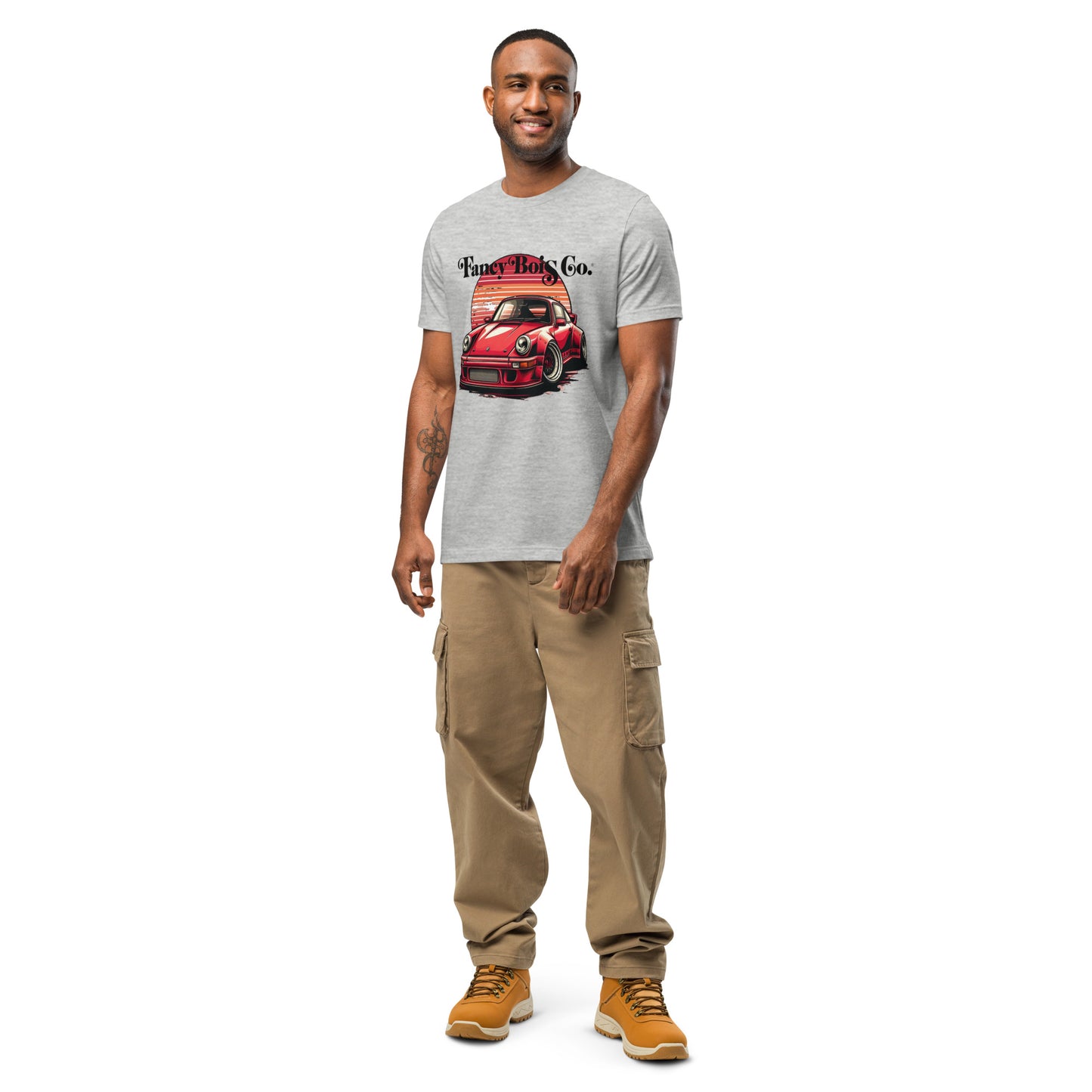 Fancy Bois Red Porsche 911 Carrera Grey Tee