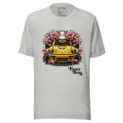 Fancy Bois Yellow Porsche 911 Carrera Cherry Blossom Grey Tee