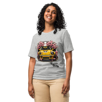 Fancy Bois Yellow Porsche 911 Carrera Cherry Blossom Grey Tee