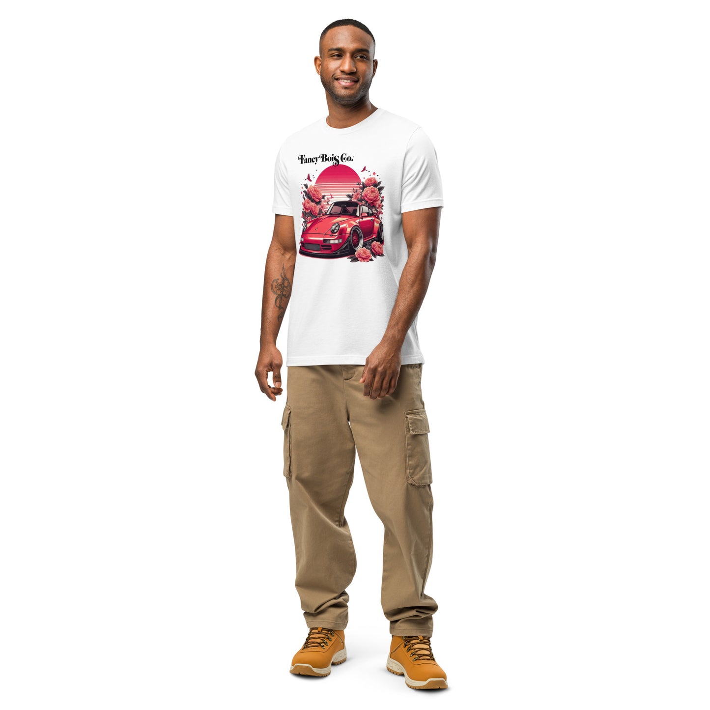 Fancy Bois Red Porsche 993 911 Carrera Cherry White Tee